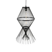 GLOBOSTAR® YOSHI 01929 Boho Κρεμαστό Φωτιστικό Οροφής με Ντουί 1 x E27 AC 220-240V IP20 - Μαύρο - Μ35 x Π35 x Υ60cm