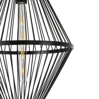 GLOBOSTAR® YOSHI 01929 Boho Κρεμαστό Φωτιστικό Οροφής με Ντουί 1 x E27 AC 220-240V IP20 - Μαύρο - Μ35 x Π35 x Υ60cm