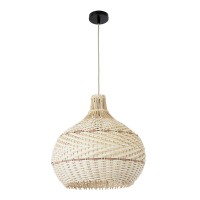 GLOBOSTAR® SANTACRUZ 01950 Boho Κρεμαστό Φωτιστικό Οροφής με Ντουί 1 x E27 AC 220-240V IP20 - Μπεζ & Καφέ - Μ40 x Π40 x Υ40cm