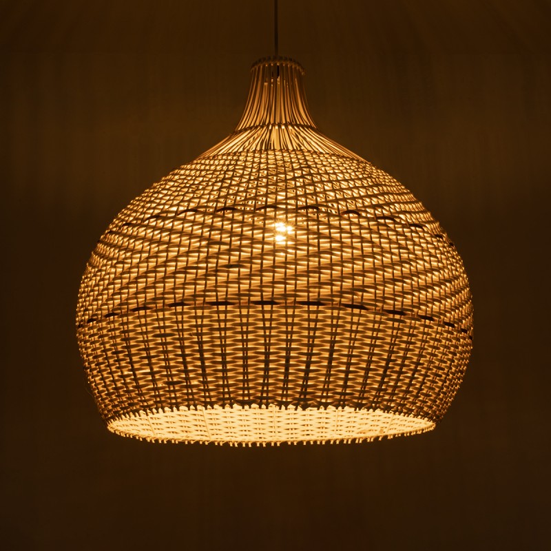 GLOBOSTAR® SANTACRUZ 01951 Boho Κρεμαστό Φωτιστικό Οροφής με Ντουί 1 x E27 AC 220-240V IP20 - Μπεζ & Καφέ - Μ60 x Π60 x Υ60cm