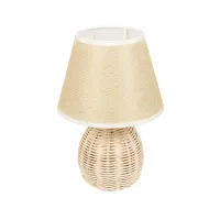 GLOBOSTAR® HASUMI 01957 Boho Επιτραπέζιο Φωτιστικό Πορτατίφ με Ντουί 1 x E27 AC 220-240V IP20 - Μπεζ & Λευκό - Μ19 x Π19 x Υ30cm