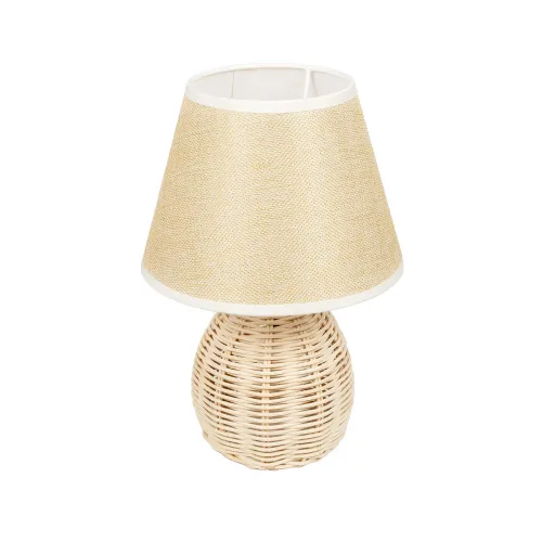 GLOBOSTAR® HASUMI 01957 Boho Επιτραπέζιο Φωτιστικό Πορτατίφ με Ντουί 1 x E27 AC 220-240V IP20 - Μπεζ & Λευκό - Μ19 x Π19 x Υ30cm