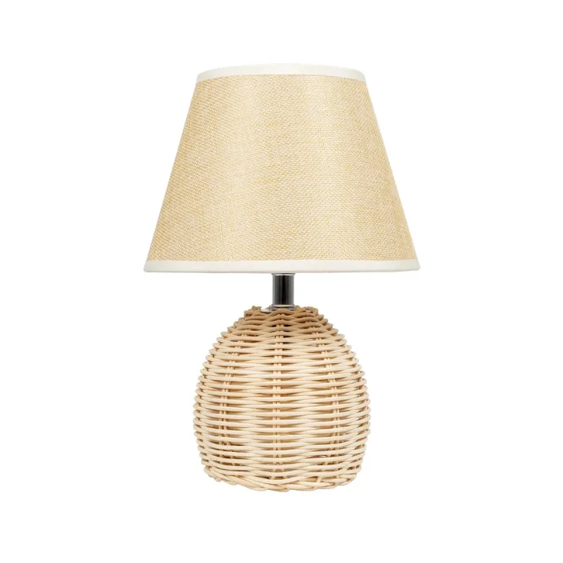 GLOBOSTAR® HASUMI 01957 Boho Επιτραπέζιο Φωτιστικό Πορτατίφ με Ντουί 1 x E27 AC 220-240V IP20 - Μπεζ & Λευκό - Μ19 x Π19 x Υ30cm