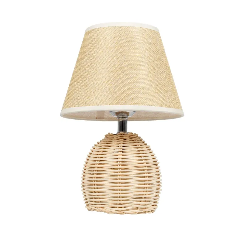 GLOBOSTAR® HASUMI 01957 Boho Επιτραπέζιο Φωτιστικό Πορτατίφ με Ντουί 1 x E27 AC 220-240V IP20 - Μπεζ & Λευκό - Μ19 x Π19 x Υ30cm
