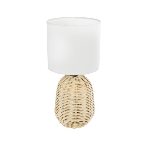GLOBOSTAR® HASUMI 01958 Boho Επιτραπέζιο Φωτιστικό Πορτατίφ με Ντουί 1 x E27 AC 220-240V IP20 - Μπεζ & Λευκό - Μ18 x Π18 x Υ36cm