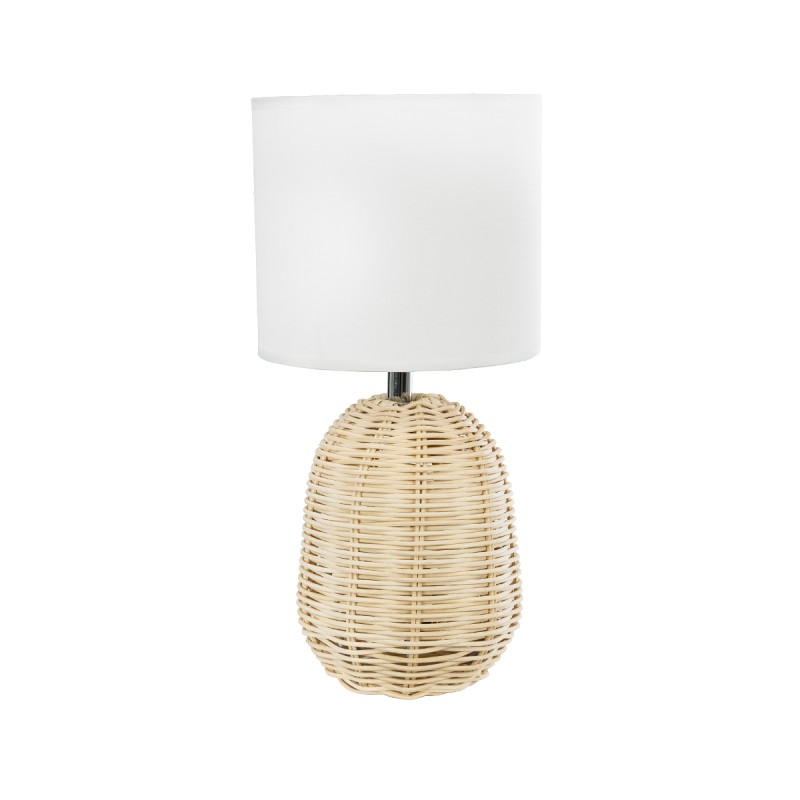 GLOBOSTAR® HASUMI 01958 Boho Επιτραπέζιο Φωτιστικό Πορτατίφ με Ντουί 1 x E27 AC 220-240V IP20 - Μπεζ & Λευκό - Μ18 x Π18 x Υ36cm