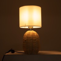 GLOBOSTAR® HASUMI 01958 Boho Επιτραπέζιο Φωτιστικό Πορτατίφ με Ντουί 1 x E27 AC 220-240V IP20 - Μπεζ & Λευκό - Μ18 x Π18 x Υ36cm