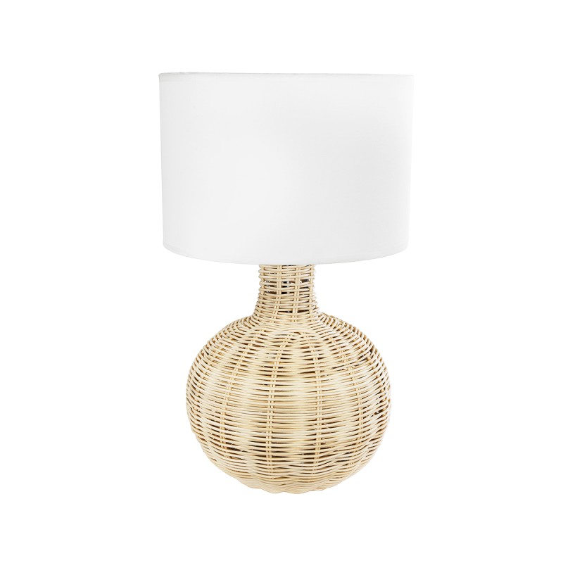 GLOBOSTAR® HASUMI 01959 Boho Επιτραπέζιο Φωτιστικό Πορτατίφ με Ντουί 1 x E27 AC 220-240V IP20 - Μπεζ & Λευκό - Μ30 x Π30 x Υ50cm