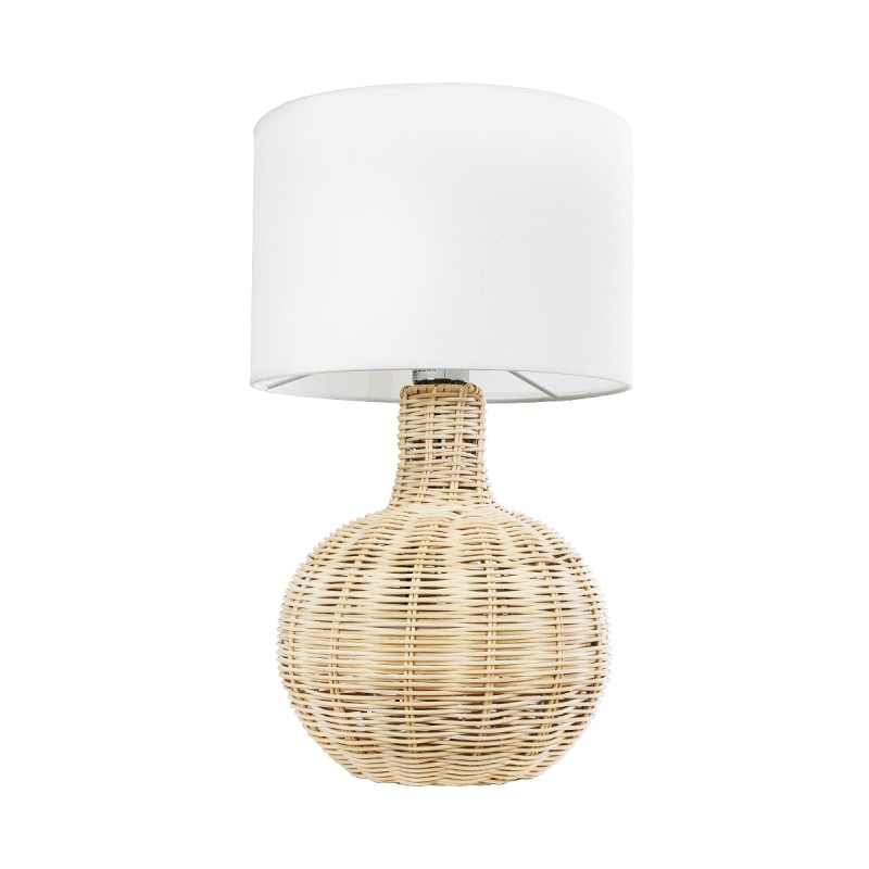 GLOBOSTAR® HASUMI 01959 Boho Επιτραπέζιο Φωτιστικό Πορτατίφ με Ντουί 1 x E27 AC 220-240V IP20 - Μπεζ & Λευκό - Μ30 x Π30 x Υ50cm