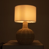GLOBOSTAR® HASUMI 01959 Boho Επιτραπέζιο Φωτιστικό Πορτατίφ με Ντουί 1 x E27 AC 220-240V IP20 - Μπεζ & Λευκό - Μ30 x Π30 x Υ50cm