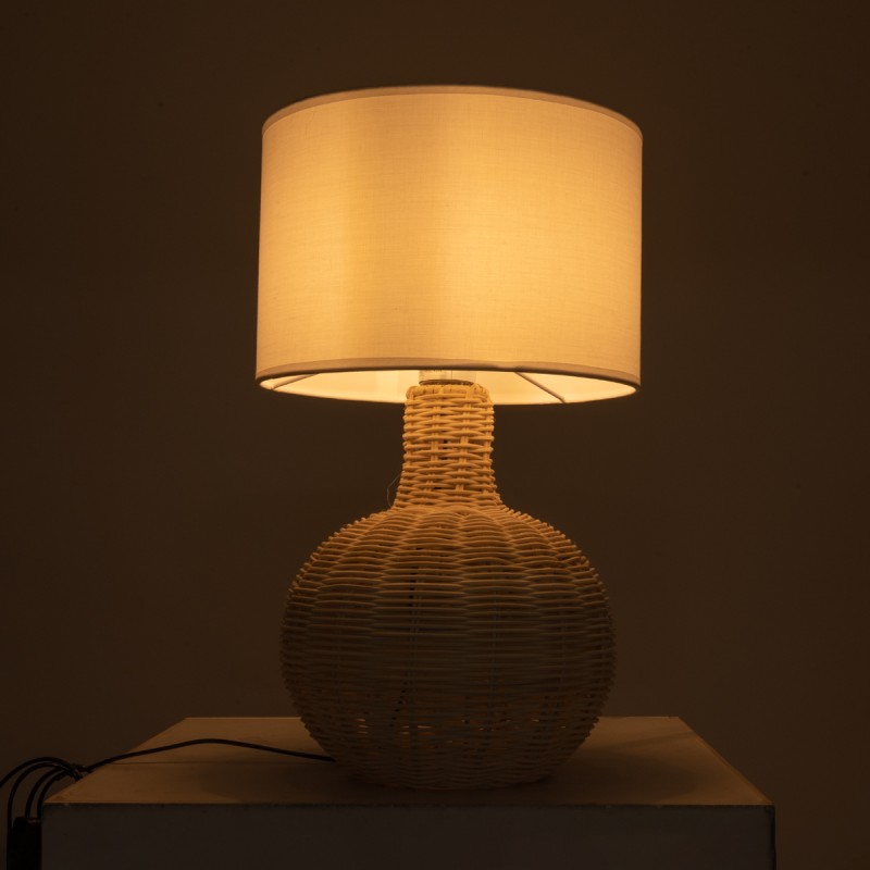 GLOBOSTAR® HASUMI 01959 Boho Επιτραπέζιο Φωτιστικό Πορτατίφ με Ντουί 1 x E27 AC 220-240V IP20 - Μπεζ & Λευκό - Μ30 x Π30 x Υ50cm
