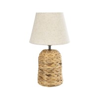 GLOBOSTAR® HOLOKAI 01960 Boho Επιτραπέζιο Φωτιστικό Πορτατίφ με Ντουί 1 x E27 AC 220-240V IP20 - Μπεζ & Λευκό - Μ23 x Π23 x Υ40cm