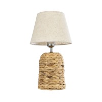 GLOBOSTAR® HOLOKAI 01960 Boho Επιτραπέζιο Φωτιστικό Πορτατίφ με Ντουί 1 x E27 AC 220-240V IP20 - Μπεζ & Λευκό - Μ23 x Π23 x Υ40cm