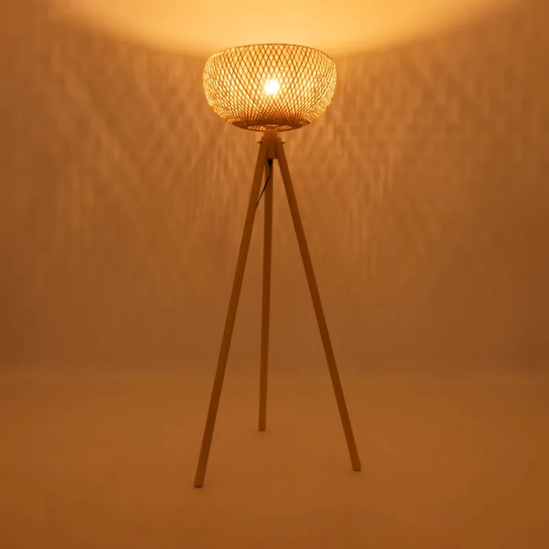 GLOBOSTAR® POPPY 01983 Boho Επιδαπέδιο Φωτιστικό με Ντουί 1 x E27 AC 220-240V IP20 - Μπεζ - Μ58 x Π58 x Υ143cm