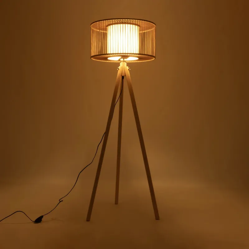 GLOBOSTAR® POPPY 01988 Boho Επιδαπέδιο Φωτιστικό με Ντουί 1 x E27 AC 220-240V IP20 - Μπεζ - Μ58 x Π58 x Υ145cm