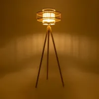 GLOBOSTAR® POPPY 01989 Boho Επιδαπέδιο Φωτιστικό με Ντουί 1 x E27 AC 220-240V IP20 - Μπεζ - Μ58 x Π58 x Υ149cm