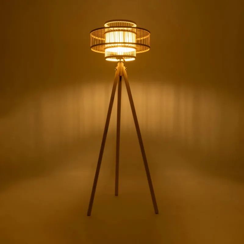 GLOBOSTAR® POPPY 01989 Boho Επιδαπέδιο Φωτιστικό με Ντουί 1 x E27 AC 220-240V IP20 - Μπεζ - Μ58 x Π58 x Υ149cm