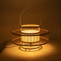 GLOBOSTAR® SORENIA 02003 Boho Επιδαπέδιο Φωτιστικό με Ντουί 1 x E27 AC 220-240V IP20 - Μπεζ - Μ48 x Π48 x Υ27cm