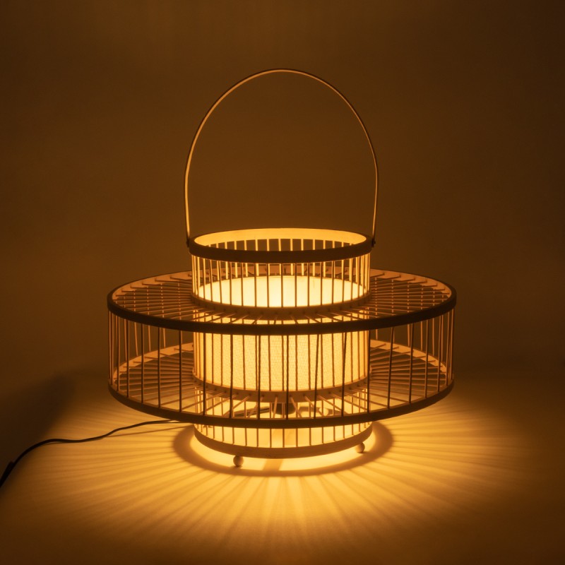 GLOBOSTAR® SORENIA 02003 Boho Επιδαπέδιο Φωτιστικό με Ντουί 1 x E27 AC 220-240V IP20 - Μπεζ - Μ48 x Π48 x Υ27cm