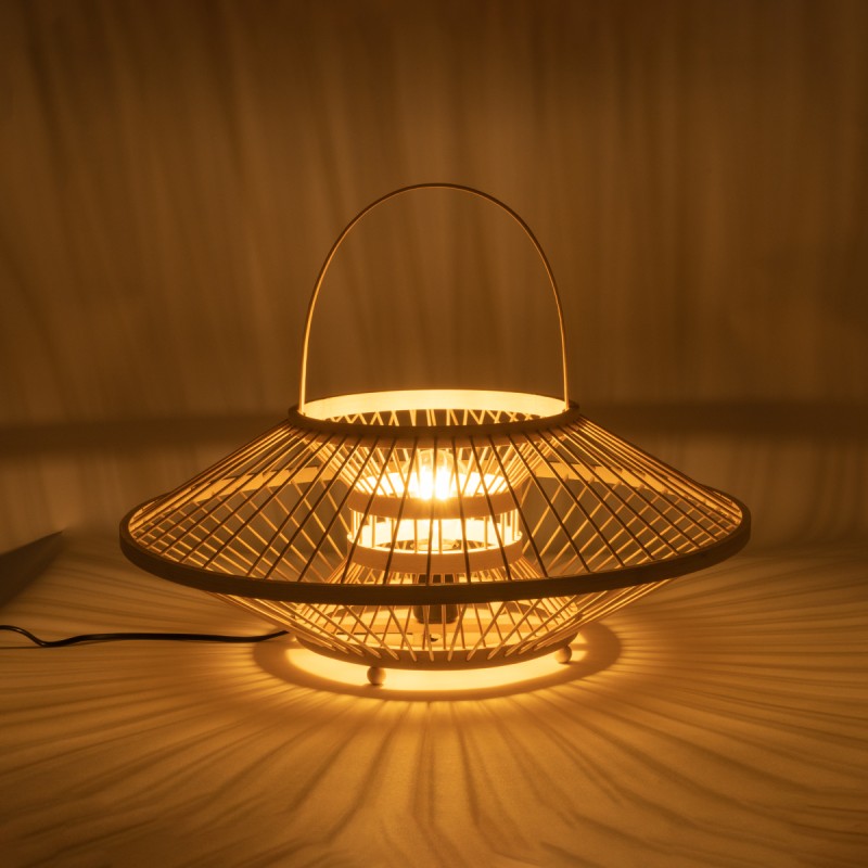 GLOBOSTAR® SORENIA 02005 Boho Επιδαπέδιο Φωτιστικό Πορτατίφ με Ντουί 1 x E27 AC 220-240V IP20 - Μπεζ - Μ50 x Π50 x Υ18cm