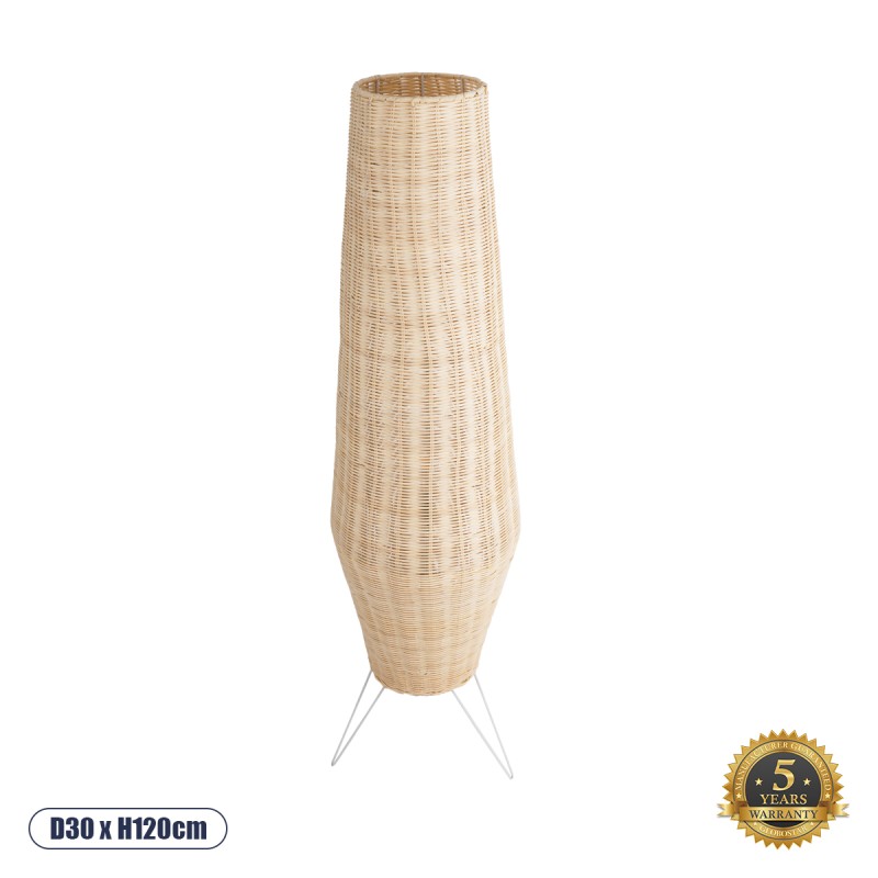 GLOBOSTAR® BOLSON 02013 Boho Επιδαπέδιο Φωτιστικό με Ντουί 1 x E27 AC 220-240V IP20 - Μπεζ & Λευκό - Μ30 x Π30 x Υ120cm