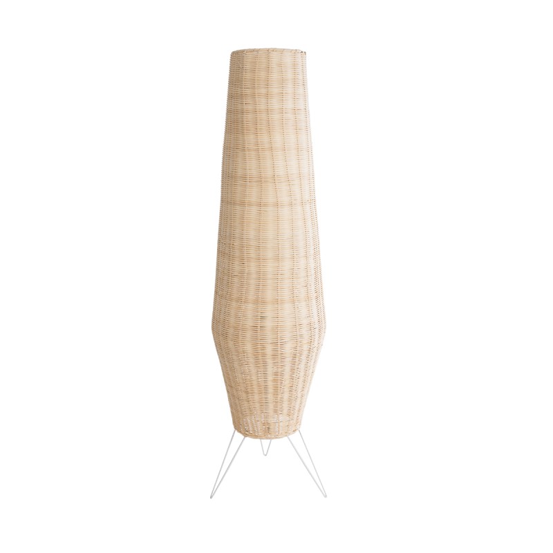 GLOBOSTAR® BOLSON 02013 Boho Επιδαπέδιο Φωτιστικό με Ντουί 1 x E27 AC 220-240V IP20 - Μπεζ & Λευκό - Μ30 x Π30 x Υ120cm