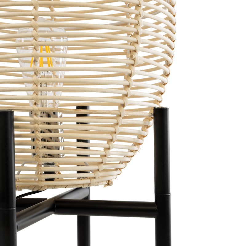 GLOBOSTAR® NERINA 02014 Boho Επιτραπέζιο Φωτιστικό Πορτατίφ με Ντουί 1 x E27 AC 220-240V IP20 - Μπεζ & Μαύρο - Μ30 x Π30 x Υ50cm