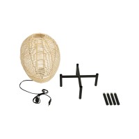 GLOBOSTAR® NERINA 02014 Boho Επιτραπέζιο Φωτιστικό Πορτατίφ με Ντουί 1 x E27 AC 220-240V IP20 - Μπεζ & Μαύρο - Μ30 x Π30 x Υ50cm