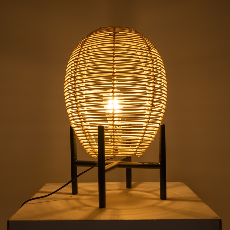 GLOBOSTAR® NERINA 02014 Boho Επιτραπέζιο Φωτιστικό Πορτατίφ με Ντουί 1 x E27 AC 220-240V IP20 - Μπεζ & Μαύρο - Μ30 x Π30 x Υ50cm