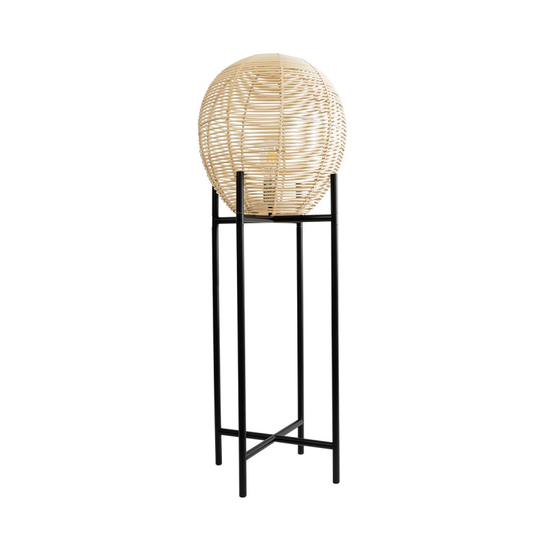 GLOBOSTAR® NERINA 02015 Boho Επιδαπέδιο Φωτιστικό με Ντουί 1 x E27 AC 220-240V IP20 - Μαύρο & Μπεζ - Μ40 x Π40 x Υ115cm