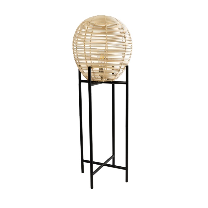 GLOBOSTAR® NERINA 02015 Boho Επιδαπέδιο Φωτιστικό με Ντουί 1 x E27 AC 220-240V IP20 - Μαύρο & Μπεζ - Μ40 x Π40 x Υ115cm