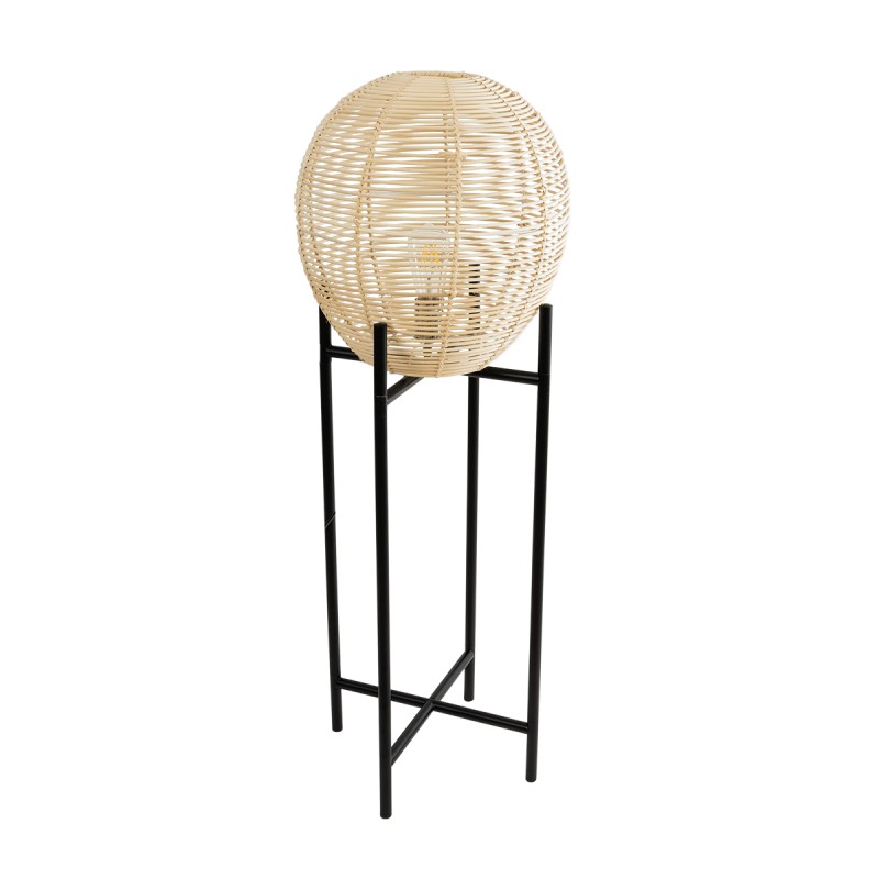 GLOBOSTAR® NERINA 02015 Boho Επιδαπέδιο Φωτιστικό με Ντουί 1 x E27 AC 220-240V IP20 - Μαύρο & Μπεζ - Μ40 x Π40 x Υ115cm