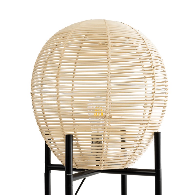 GLOBOSTAR® NERINA 02015 Boho Επιδαπέδιο Φωτιστικό με Ντουί 1 x E27 AC 220-240V IP20 - Μαύρο & Μπεζ - Μ40 x Π40 x Υ115cm