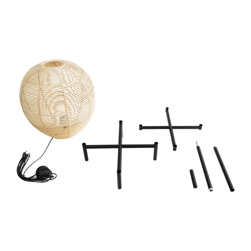 GLOBOSTAR® NERINA 02015 Boho Επιδαπέδιο Φωτιστικό με Ντουί 1 x E27 AC 220-240V IP20 - Μαύρο & Μπεζ - Μ40 x Π40 x Υ115cm