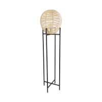 GLOBOSTAR® NERINA 02016 Boho Επιδαπέδιο Φωτιστικό με Ντουί 1 x E27 AC 220-240V IP20 - Μαύρο & Μπεζ - Μ40 x Π40 x Υ160cm