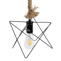 GLOBOSTAR® KAZEMI 02018 Μοντέρνο Κρεμαστό Φωτιστικό Οροφής με Ντουί 1 x E27 AC 220-240V IP20 - Μαύρο & Μπεζ - Μ18 x Π18 x Υ17cm