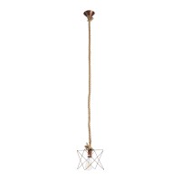 GLOBOSTAR® KAZEMI 02019 Μοντέρνο Κρεμαστό Φωτιστικό Οροφής με Ντουί 1 x E27 AC 220-240V IP20 - Χάλκινο & Μπεζ - Μ18 x Π18 x Υ17cm