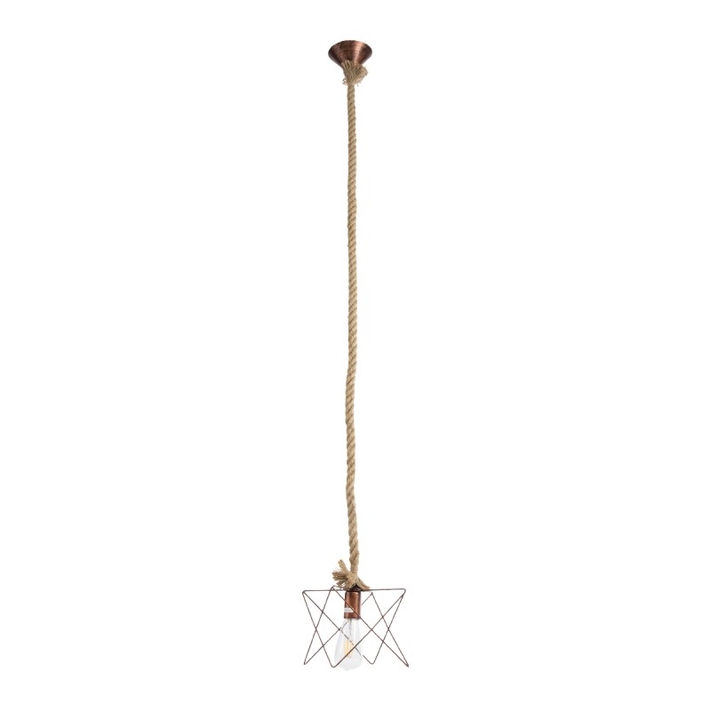 GLOBOSTAR® KAZEMI 02019 Μοντέρνο Κρεμαστό Φωτιστικό Οροφής με Ντουί 1 x E27 AC 220-240V IP20 - Χάλκινο & Μπεζ - Μ18 x Π18 x Υ17cm