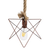 GLOBOSTAR® KAZEMI 02019 Μοντέρνο Κρεμαστό Φωτιστικό Οροφής με Ντουί 1 x E27 AC 220-240V IP20 - Χάλκινο & Μπεζ - Μ18 x Π18 x Υ17cm