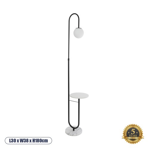 GLOBOSTAR® CORDELIA 02026 Μοντέρνο Επιδαπέδιο Φωτιστικό με Ντουί 1 x E27 AC 220-240V IP20 - Μαύρο & Λευκό - Μ30 x Π38 x Υ180cm
