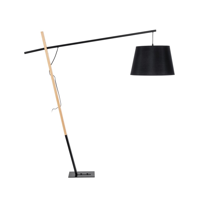 GLOBOSTAR® KELSIE 02029 Μοντέρνο Επιδαπέδιο Φωτιστικό με Ντουί 1 x E27 AC 220-240V IP20 - Μαύρο & Μπεζ - Μ40 x Π125 x Υ140cm