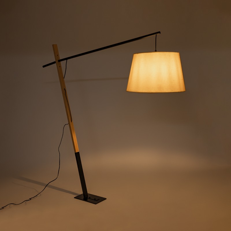 GLOBOSTAR® KELSIE 02030 Μοντέρνο Επιδαπέδιο Φωτιστικό με Ντουί 1 x E27 AC 220-240V IP20 - Μαύρο & Μπεζ - Μ40 x Π125 x Υ140cm