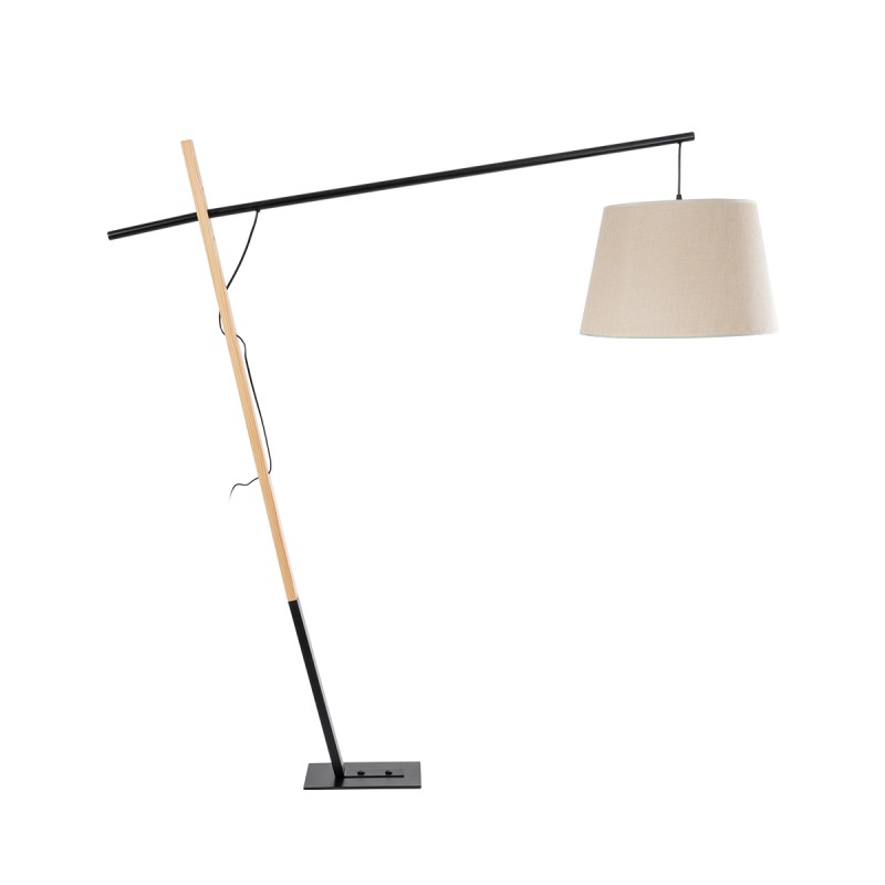 GLOBOSTAR® KELSIE 02030 Μοντέρνο Επιδαπέδιο Φωτιστικό με Ντουί 1 x E27 AC 220-240V IP20 - Μαύρο & Μπεζ - Μ40 x Π125 x Υ140cm