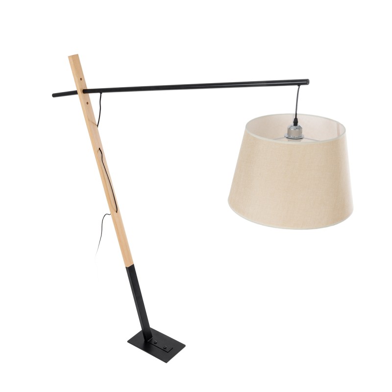GLOBOSTAR® KELSIE 02030 Μοντέρνο Επιδαπέδιο Φωτιστικό με Ντουί 1 x E27 AC 220-240V IP20 - Μαύρο & Μπεζ - Μ40 x Π125 x Υ140cm