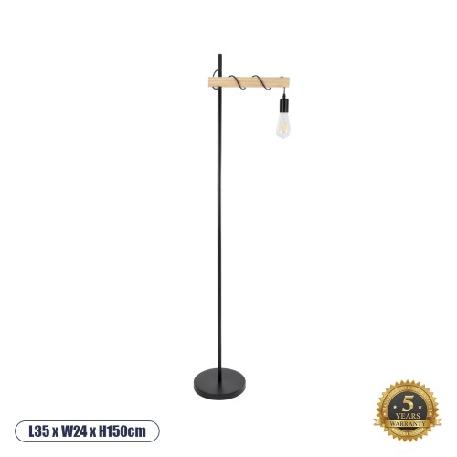 GLOBOSTAR® MINDELO 02033 Μοντέρνο Επιδαπέδιο Φωτιστικό με Ντουί 1 x E27 AC 220-240V IP20 - Μαύρο & Μπεζ - Μ35 x Π24 x Υ150cm