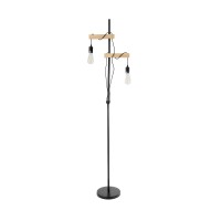 GLOBOSTAR® MINDELO 02034 Μοντέρνο Επιδαπέδιο Φωτιστικό με Ντουί 2 x E27 AC 220-240V IP20 - Μαύρο & Μπεζ - Μ40 x Π24 x Υ175cm