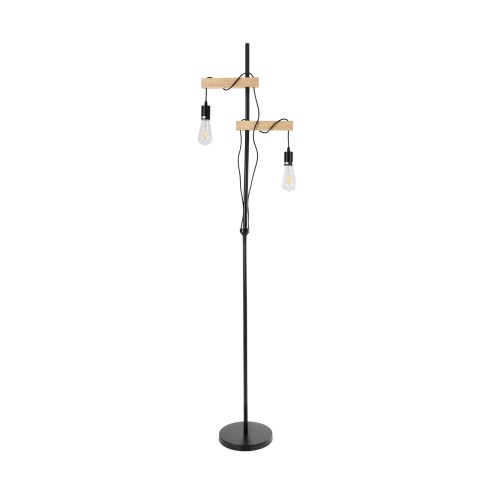GLOBOSTAR® MINDELO 02034 Μοντέρνο Επιδαπέδιο Φωτιστικό με Ντουί 2 x E27 AC 220-240V IP20 - Μαύρο & Μπεζ - Μ40 x Π24 x Υ175cm