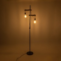 GLOBOSTAR® MINDELO 02034 Μοντέρνο Επιδαπέδιο Φωτιστικό με Ντουί 2 x E27 AC 220-240V IP20 - Μαύρο & Μπεζ - Μ40 x Π24 x Υ175cm