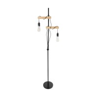 GLOBOSTAR® MINDELO 02034 Μοντέρνο Επιδαπέδιο Φωτιστικό με Ντουί 2 x E27 AC 220-240V IP20 - Μαύρο & Μπεζ - Μ40 x Π24 x Υ175cm