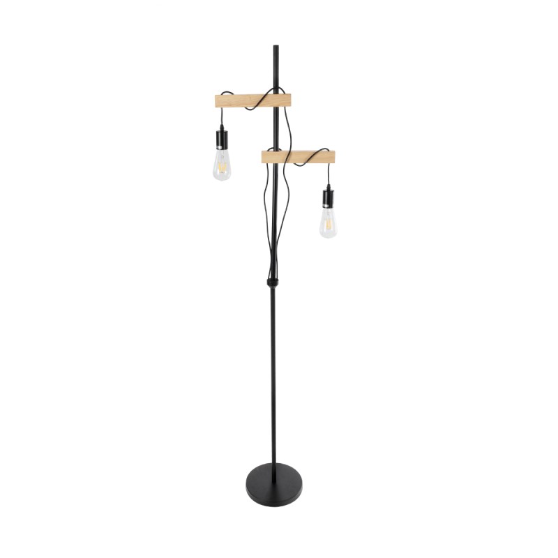 GLOBOSTAR® MINDELO 02034 Μοντέρνο Επιδαπέδιο Φωτιστικό με Ντουί 2 x E27 AC 220-240V IP20 - Μαύρο & Μπεζ - Μ40 x Π24 x Υ175cm